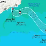 Ciclone no litoral de São Paulo: veja a rota e os impactos previstos