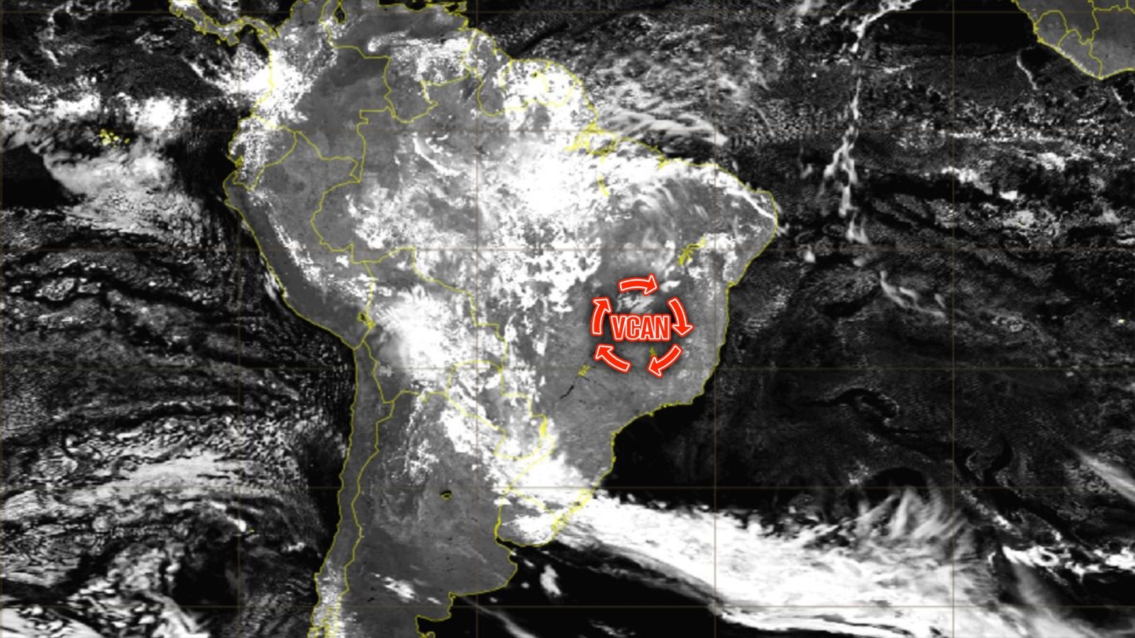 Imagem do Vórtice Ciclônico sobre o Brasil