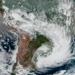Imagem da NASA registra o grande ciclone sobre o Sul do Brasil
