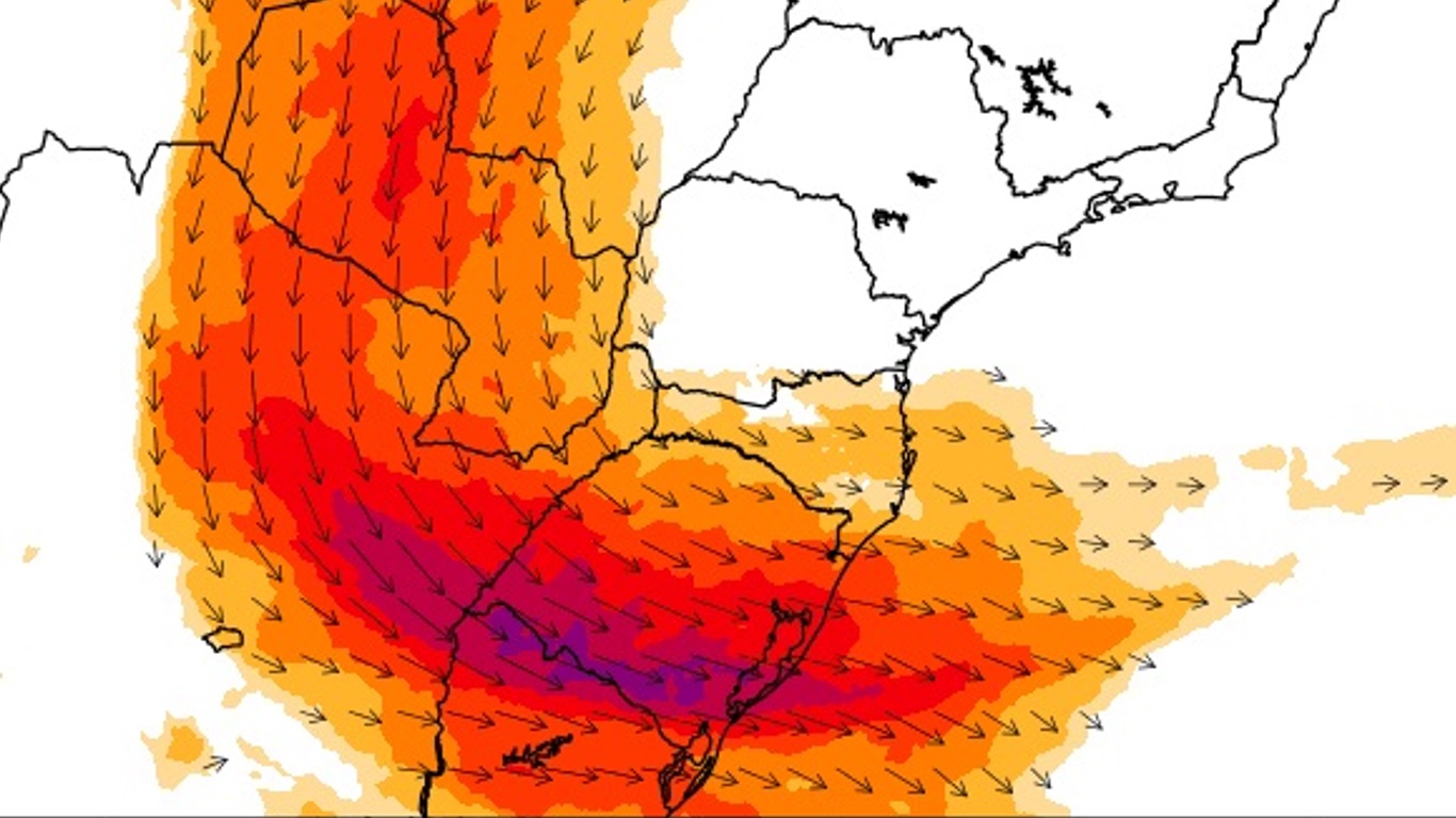Rio atmosférico ganha força neste sábado e agrava o risco de chuva forte Rio atmosférico ganha força sobre o Rio Grande do Sul neste sábado e agrava o risco de chuva forte a intensa no estado