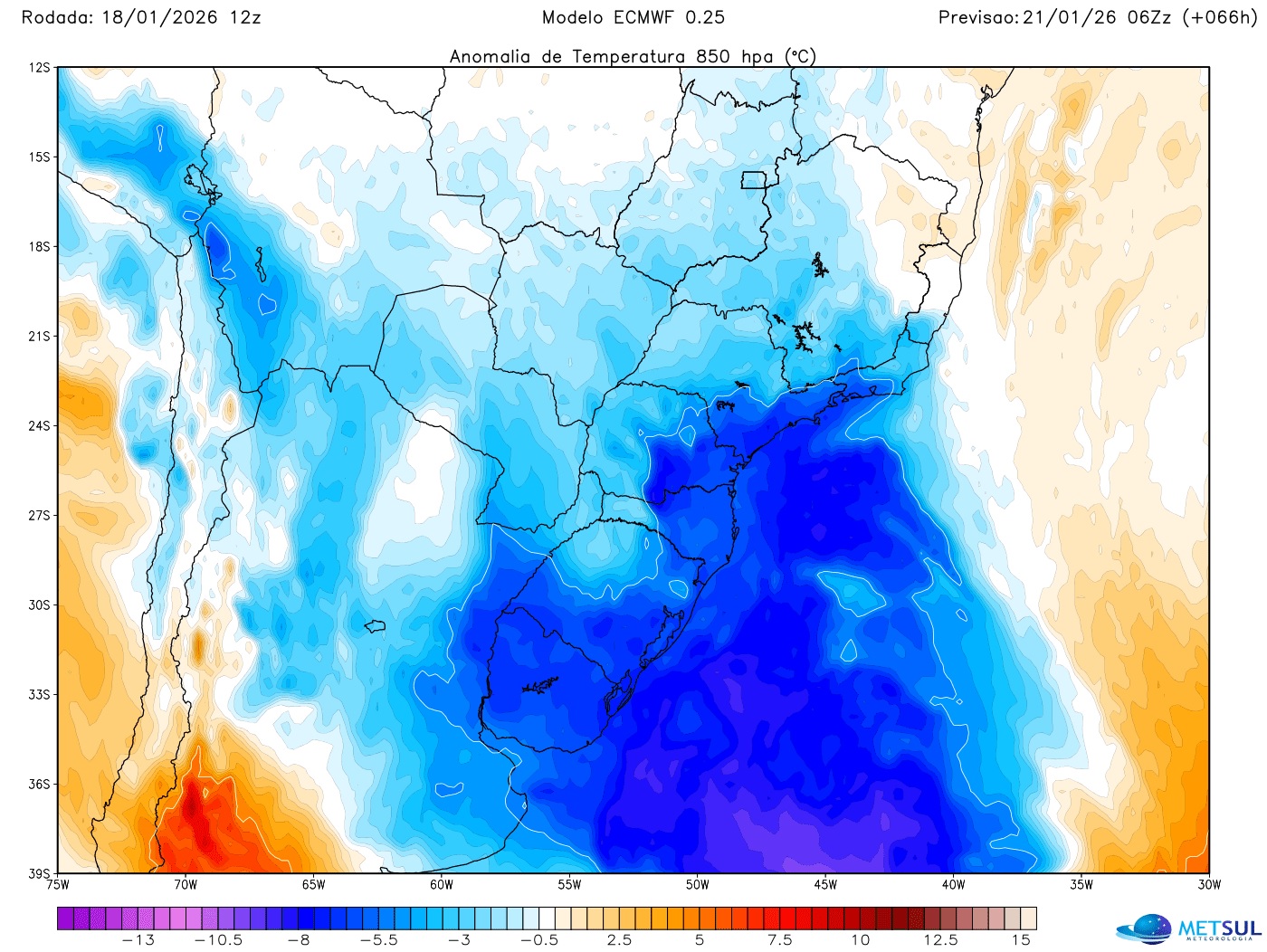 Mapa da massa de ar frio