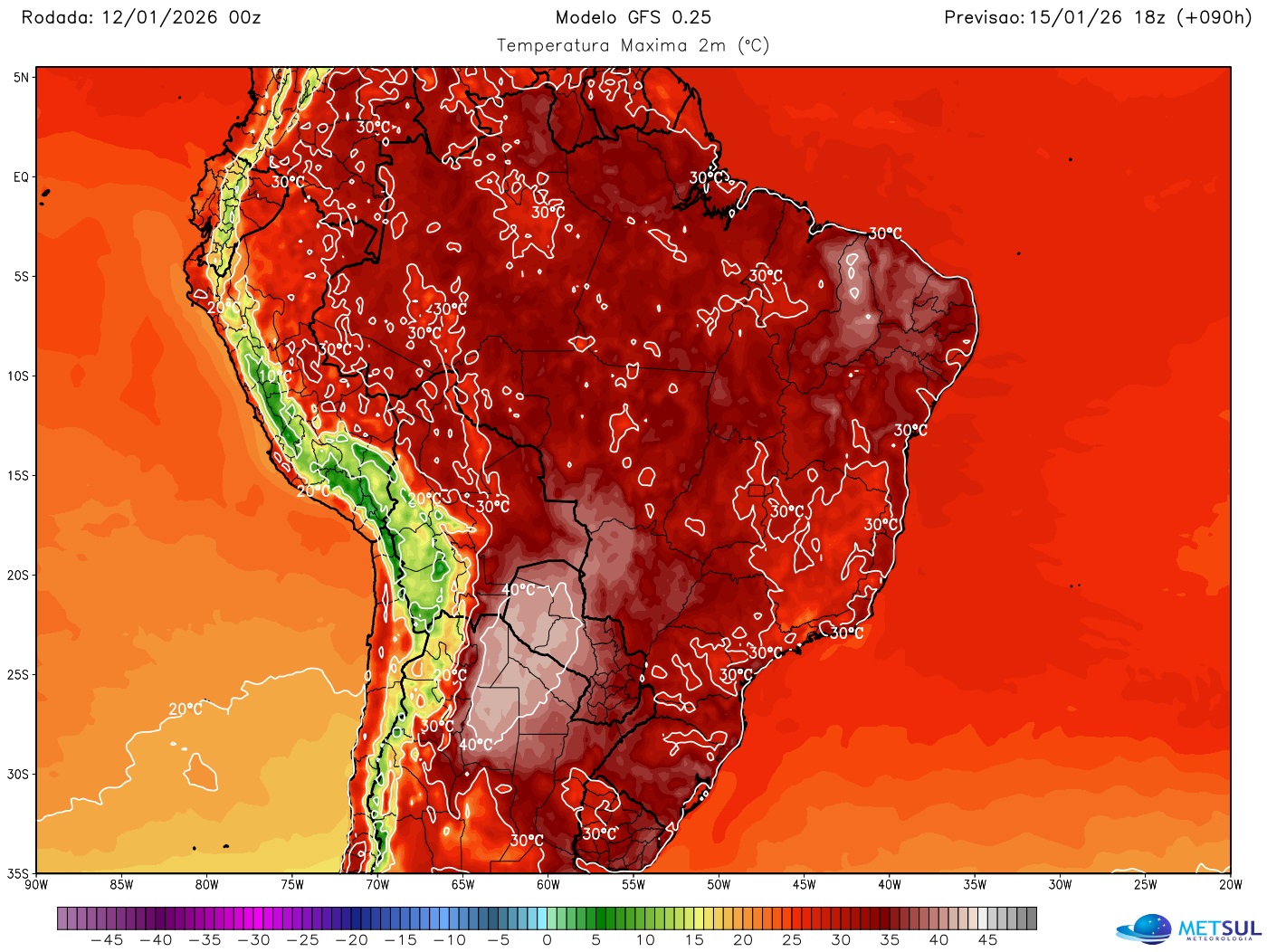 Mapa de calor no Brasil