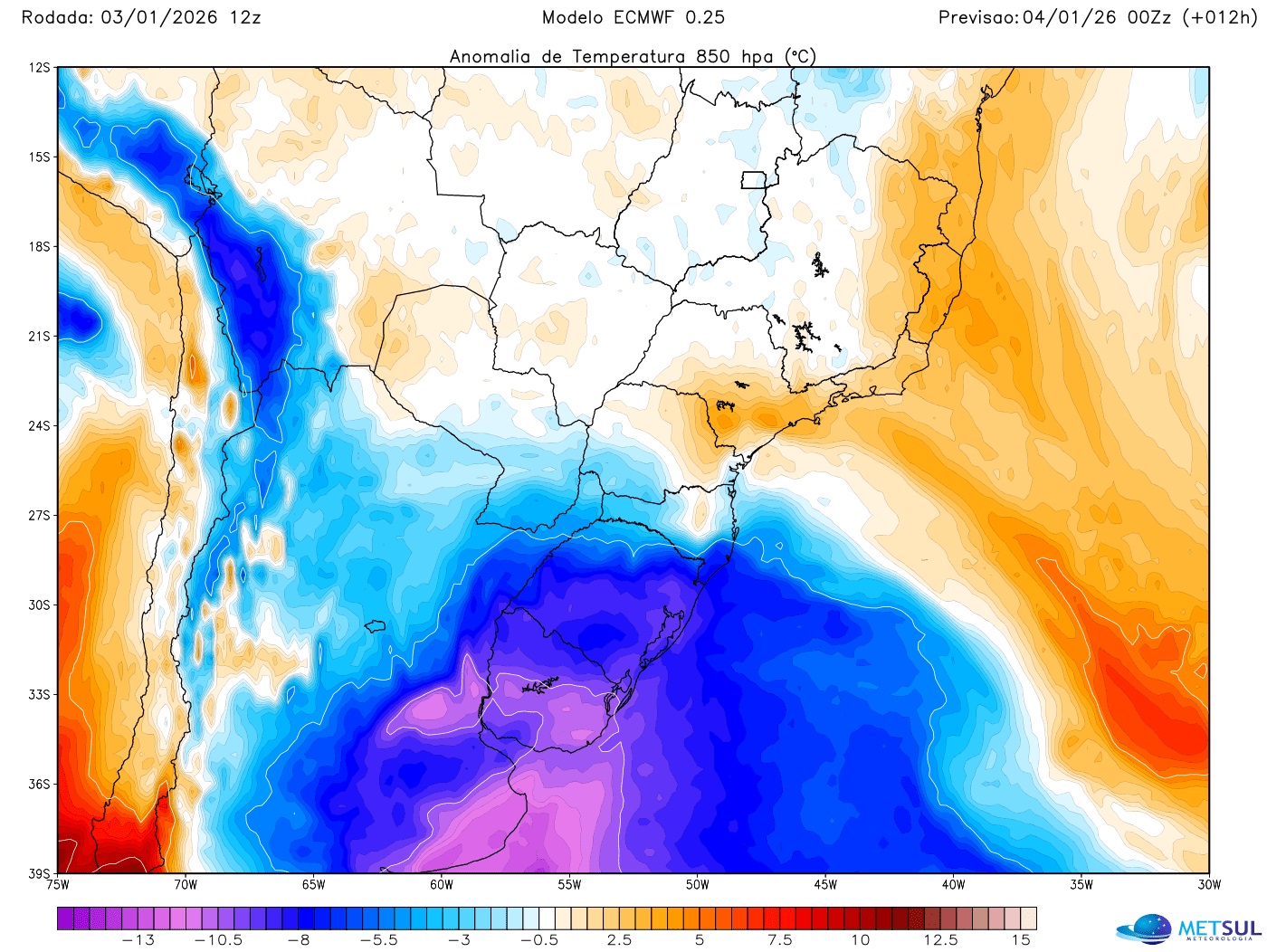 Mapa da massa de ar frio