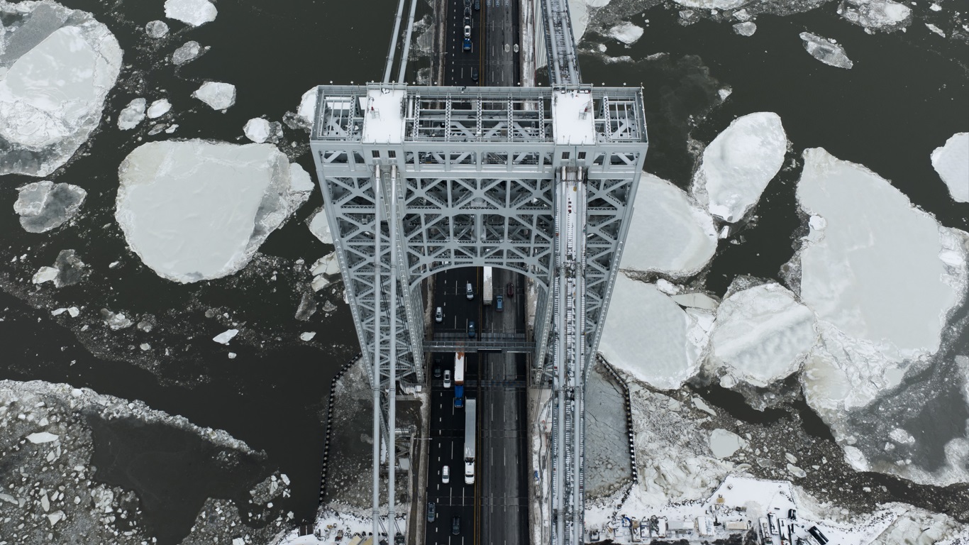 Gelo no Rio Hudson em Nova York