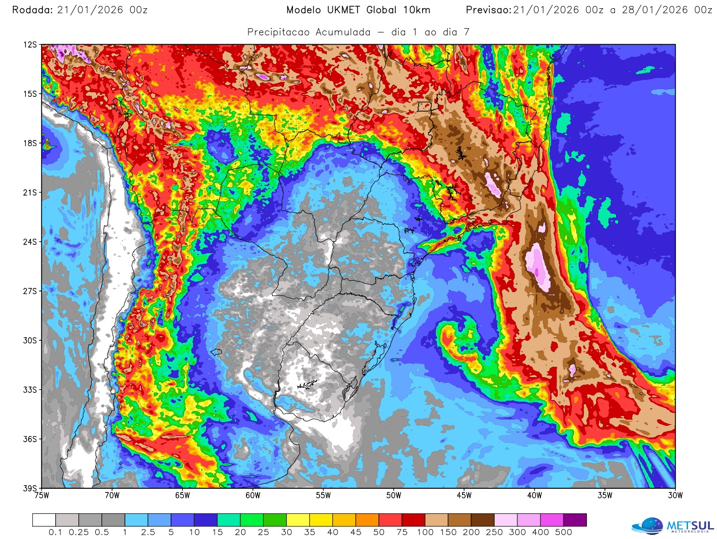 Mapa de chuva pela ZCAS