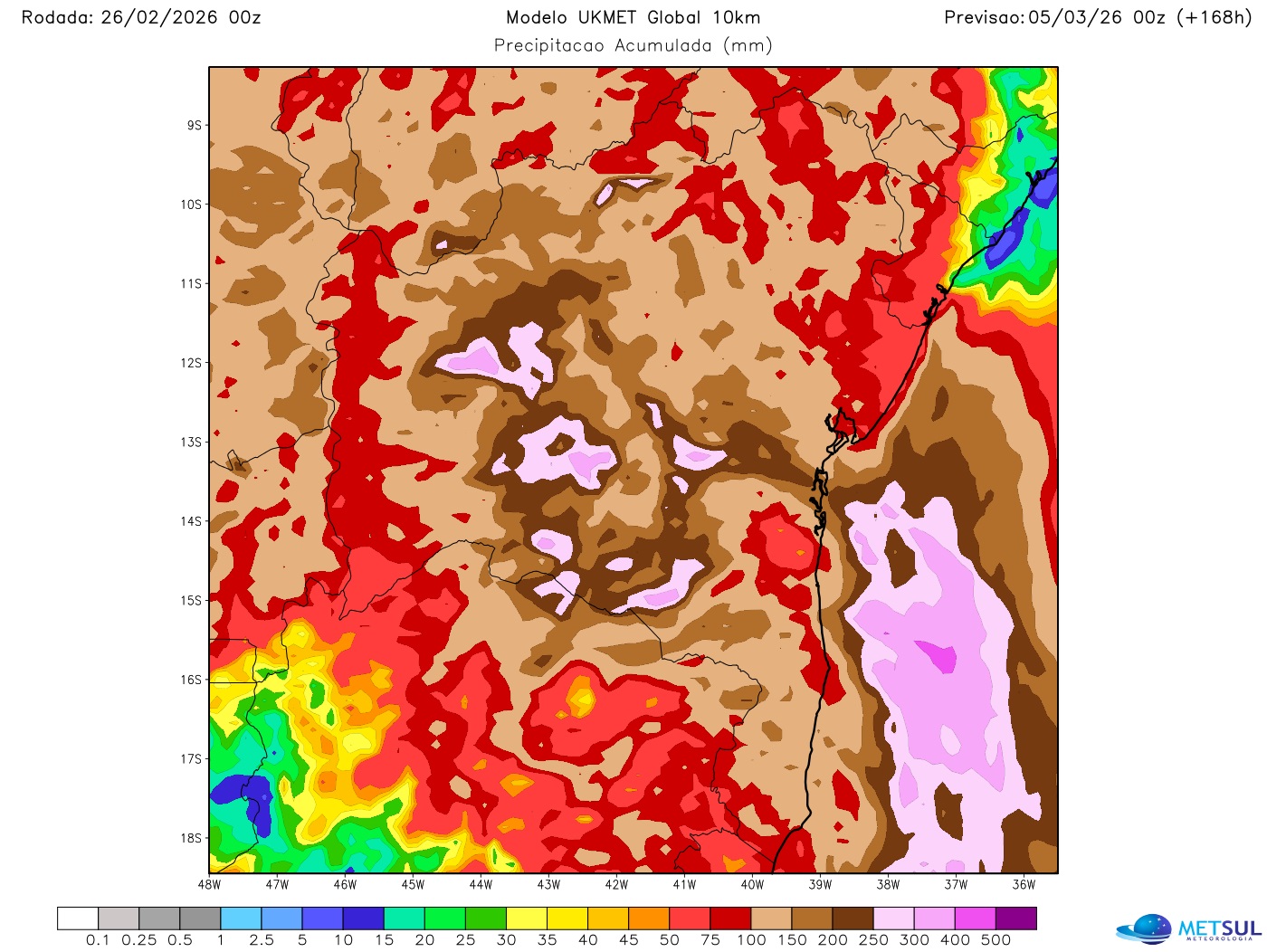 Mapa de chuva na Bahia