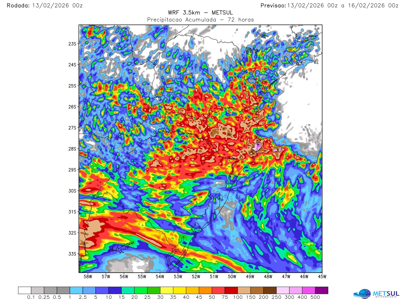 Mapa de chuva do modelo WRF