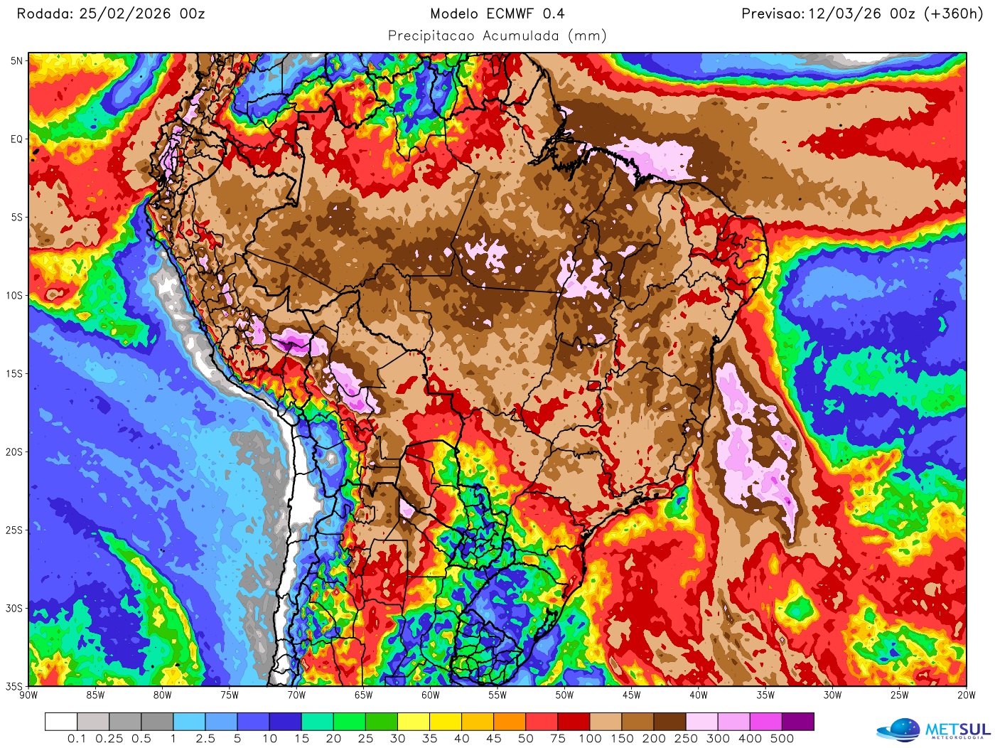 Mapa de chuva no Brasil
