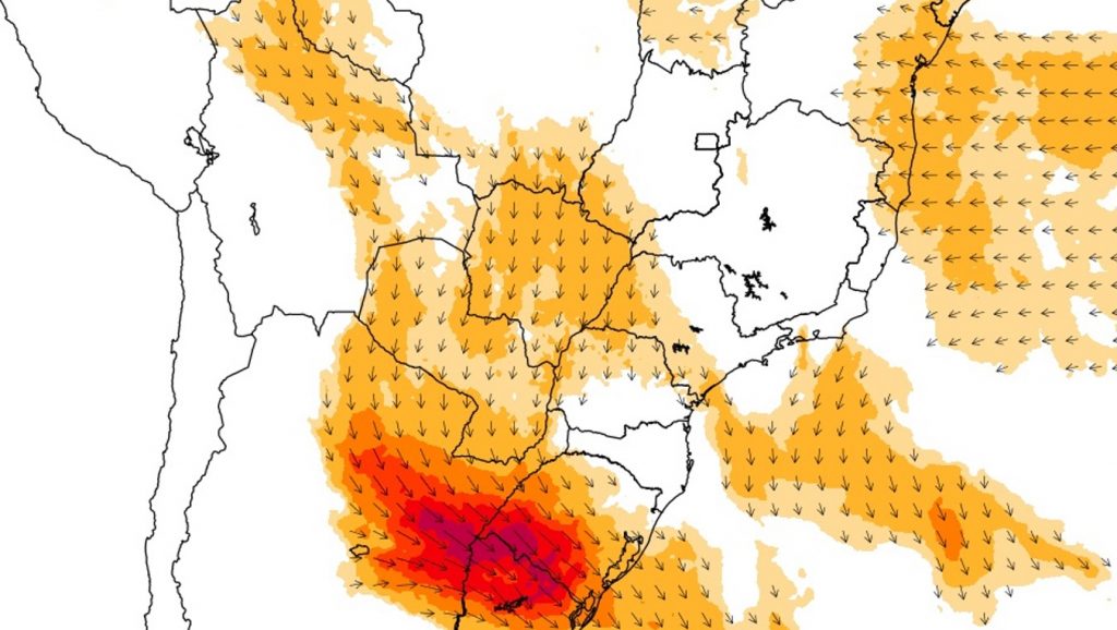 Rio atmosférico vai reforçar instabilidade e favorecer chuva forte e temporais