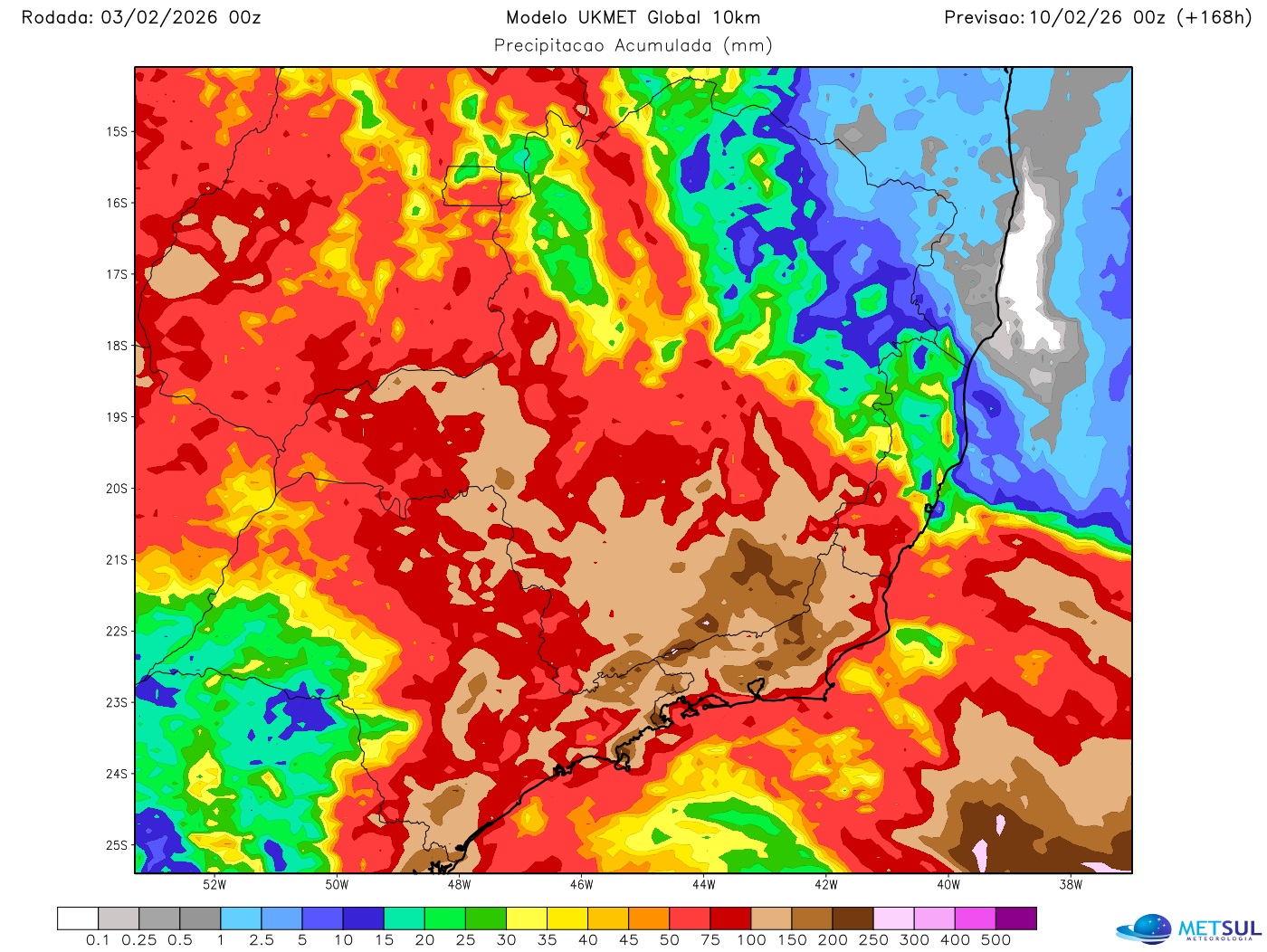 Mapa de chuva no Rio de Janeiro
