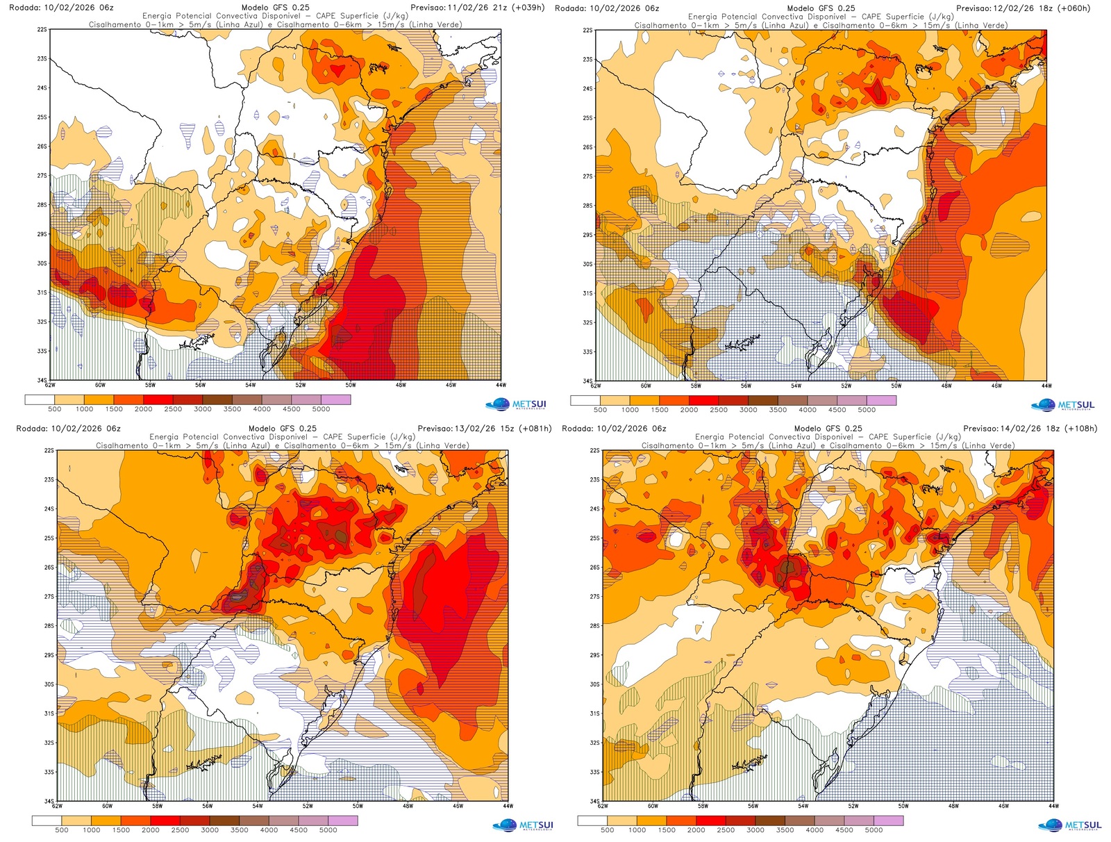 Mapas de índice CAPE indicam temporais