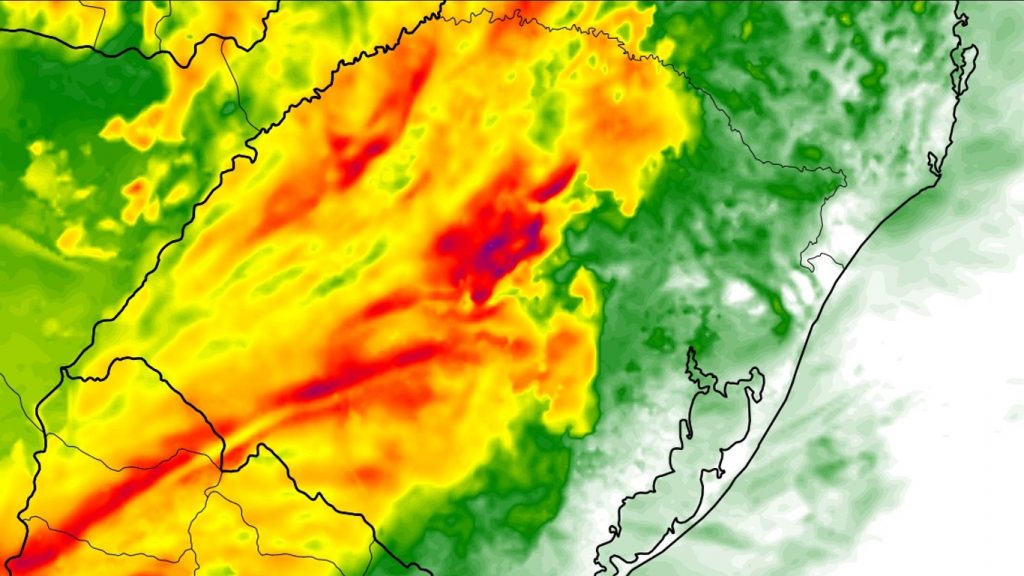 Risco elevado de vendavais intensos com danos no Rio Grande do Sul