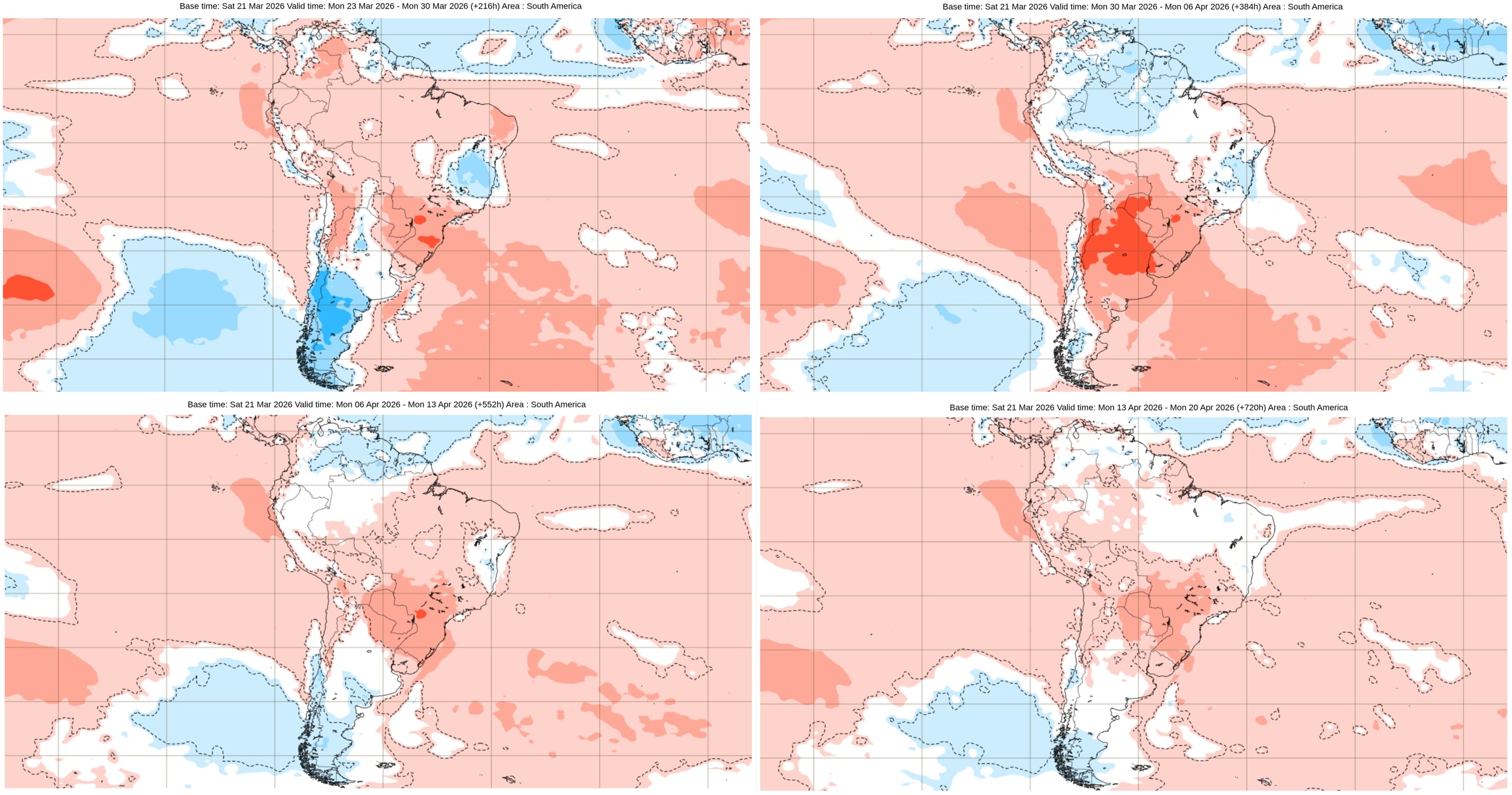 Mapa de anomalia de temperatura nas primeiras quatro semanas do outono