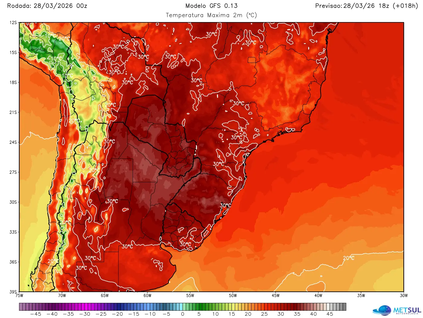 Mapa da onda de calor