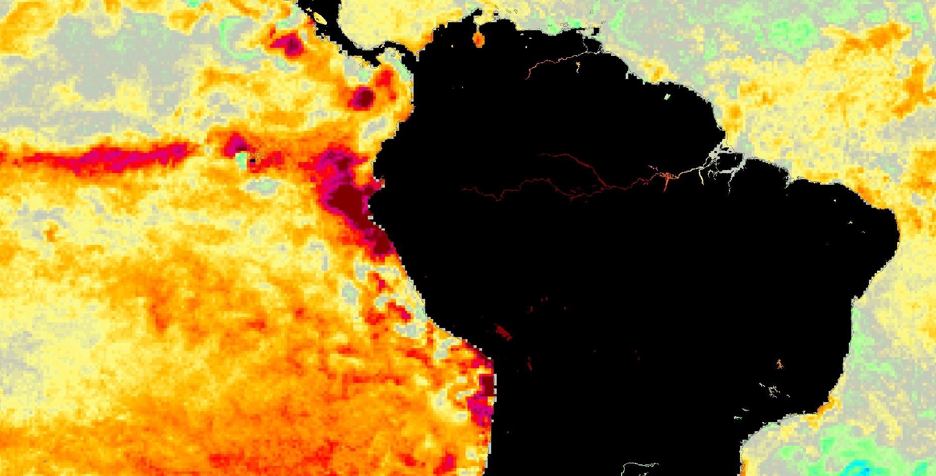 Mapa da NASA mostra o El Niño Costeiro
