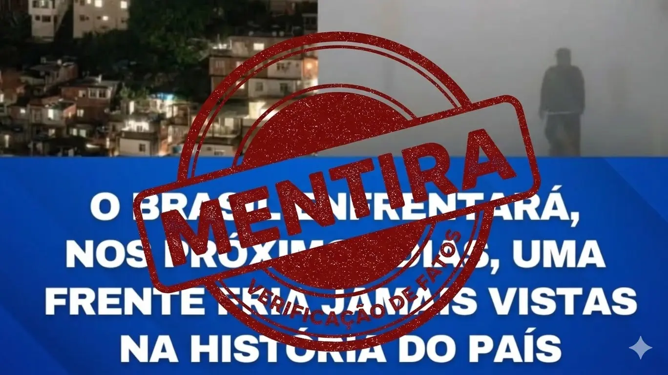 Arte de informação falsa sobre frente fria 