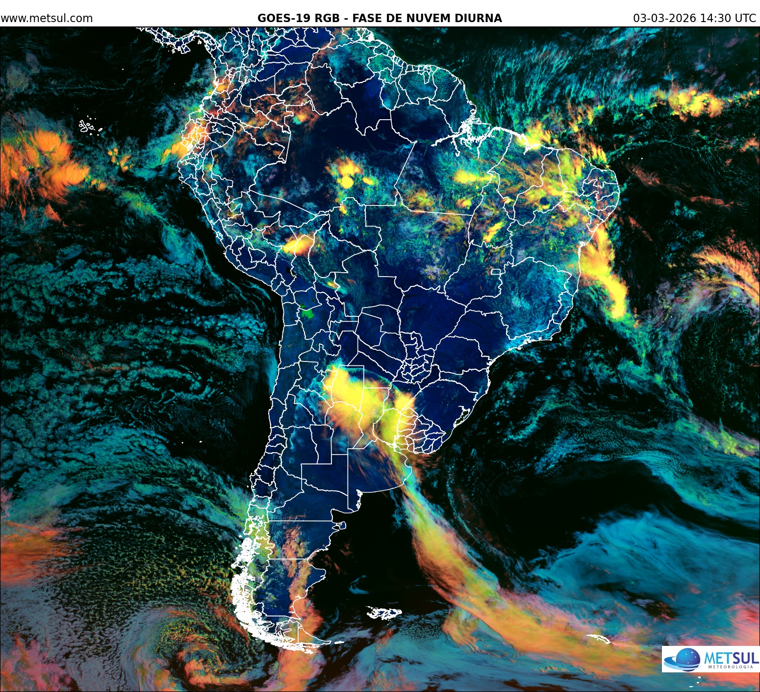 Imagem de satélite da frente fria