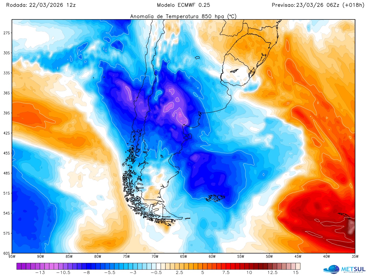 Mapa da massa de ar frio