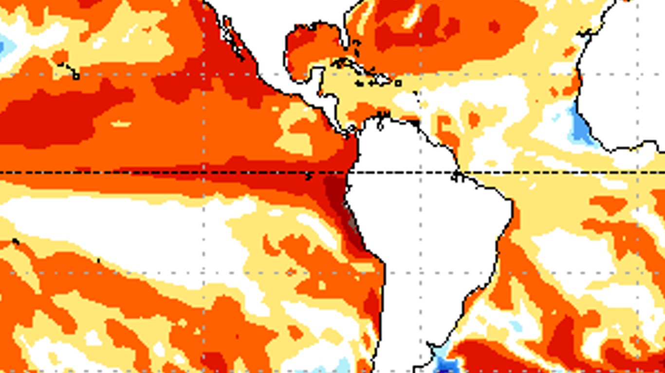Mapa de El Niño no outono