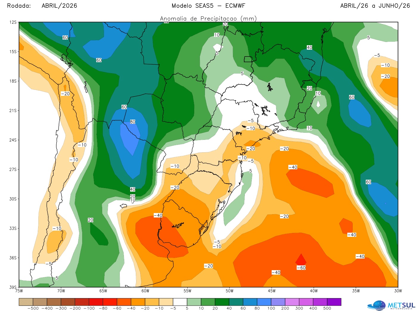 Mapa de chuva no outono