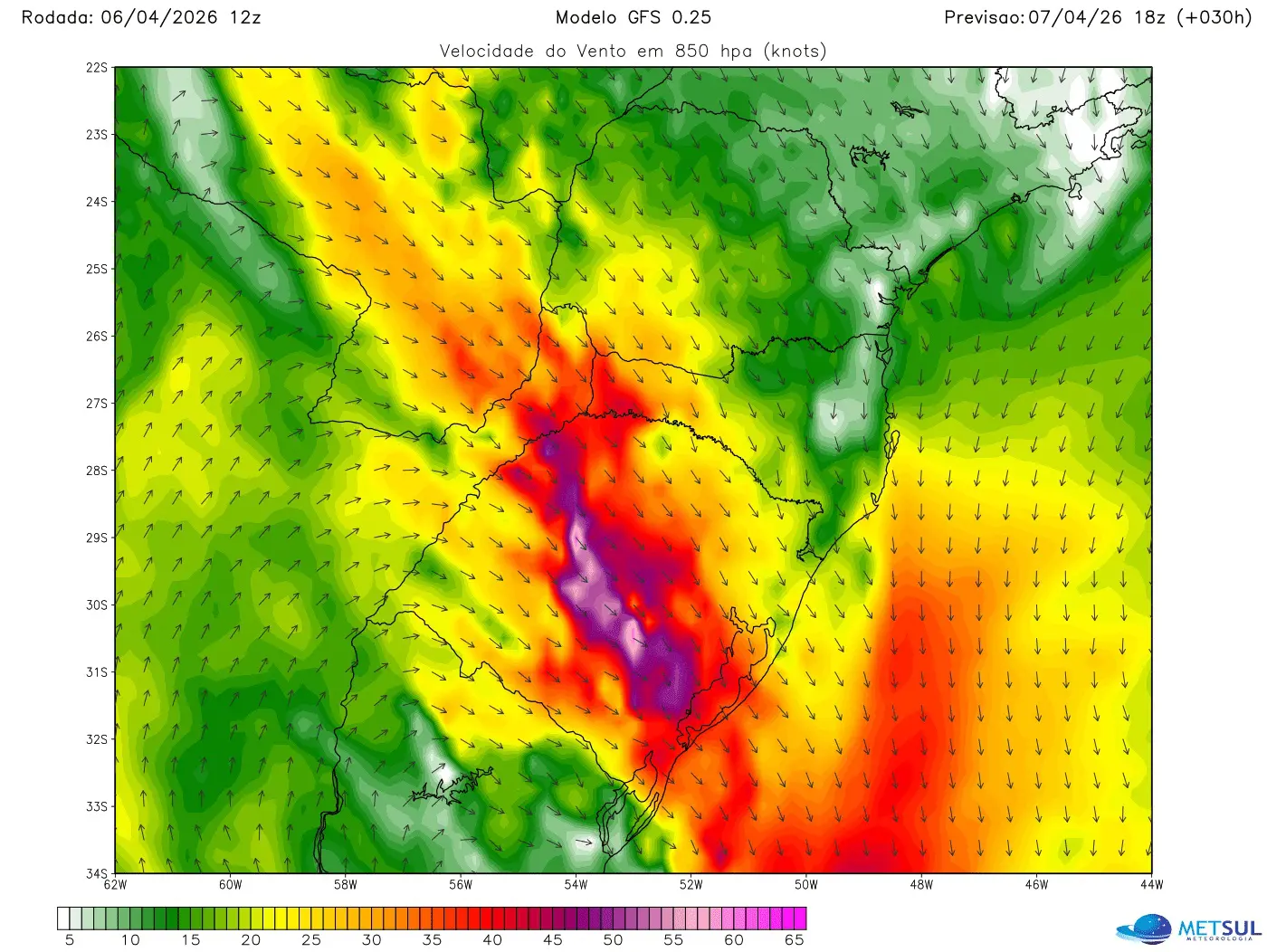 Modelos projetam corrrente de jato em baixos níveis que agrava o risco de tempestades