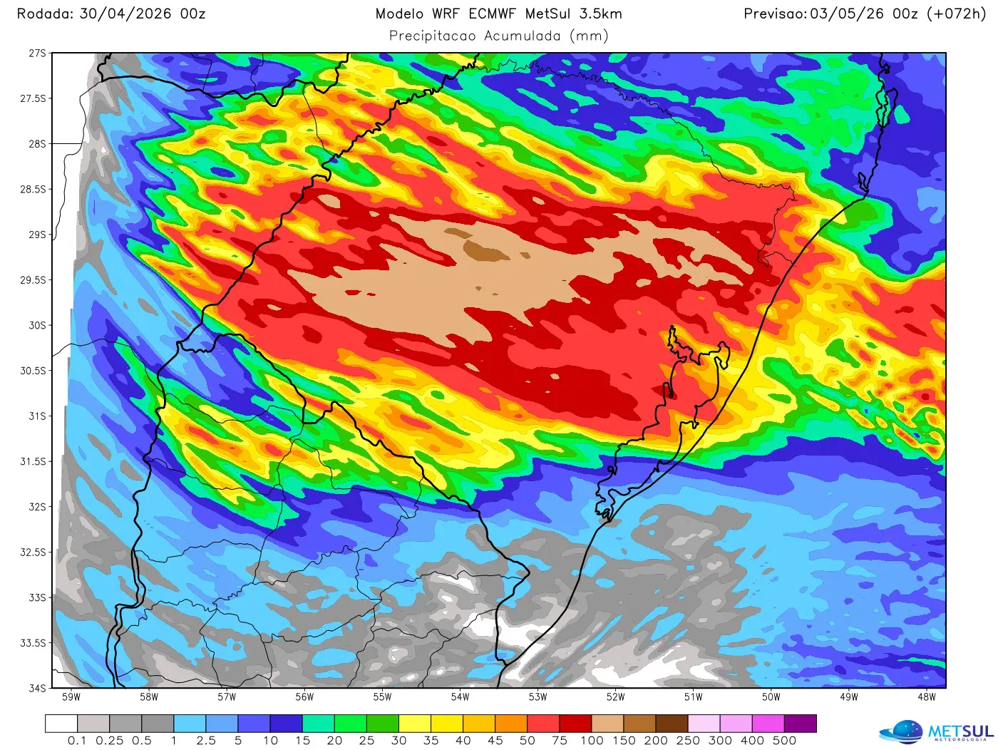 Projeção de chuva do modelo WRF