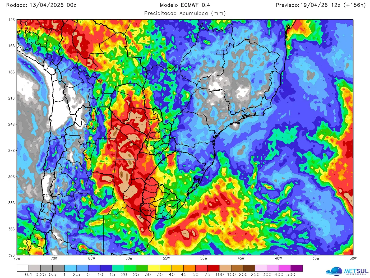 Mapa de chuva do modelo europeu