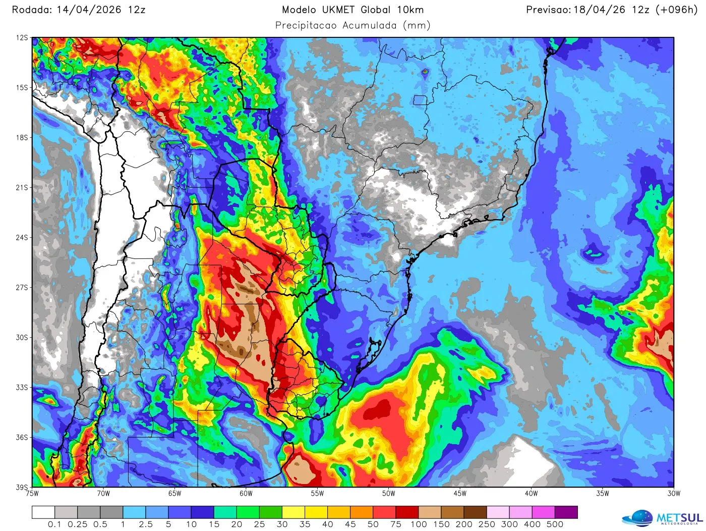 Mapa de chuva do ciclone