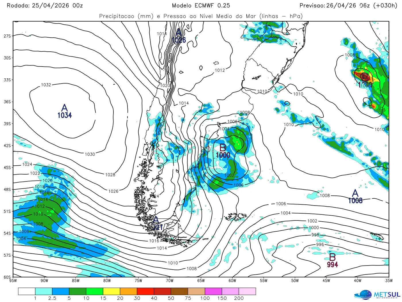 Mapa da trajetória do ciclone