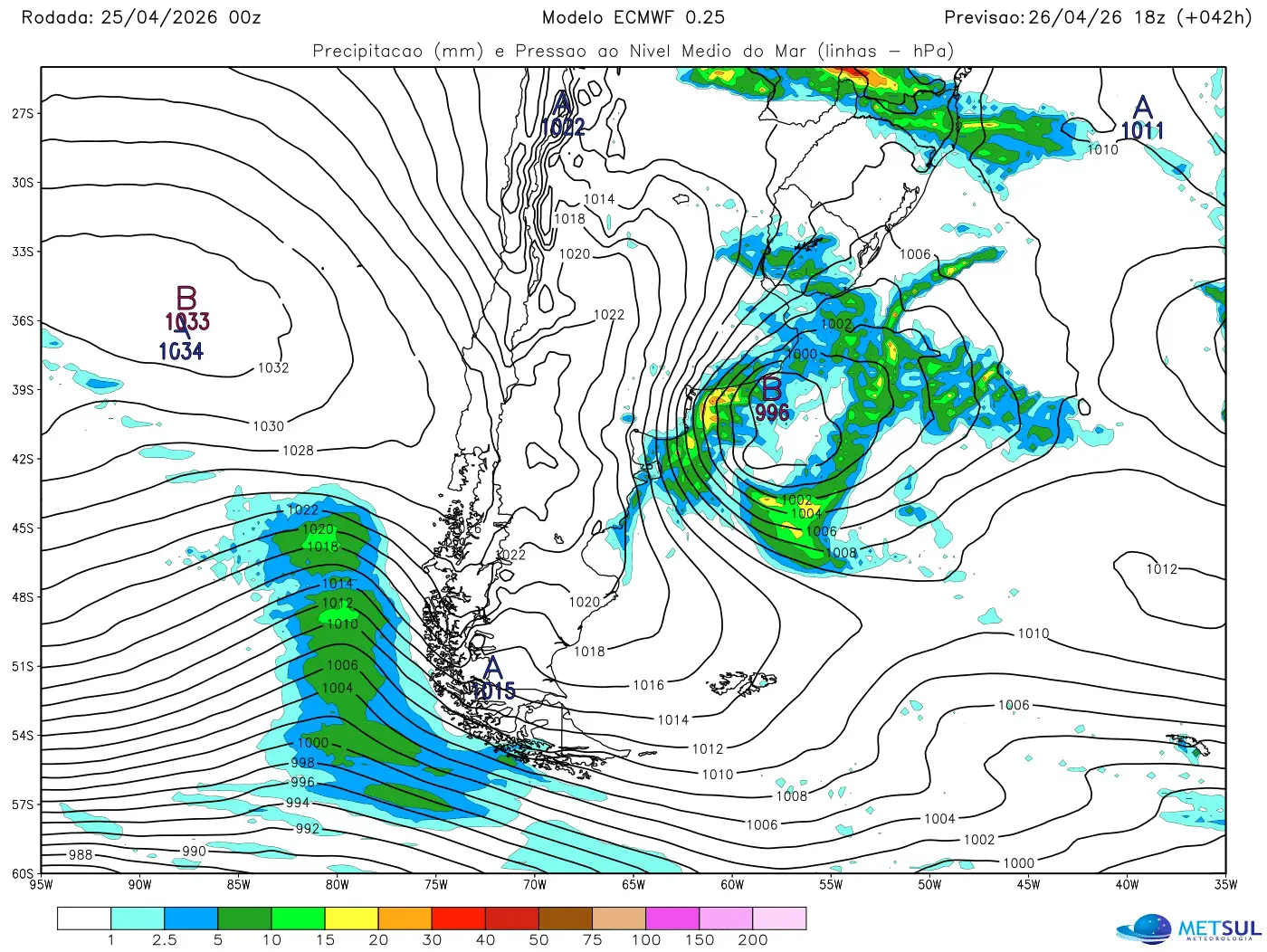 Mapa da trajetória do ciclone