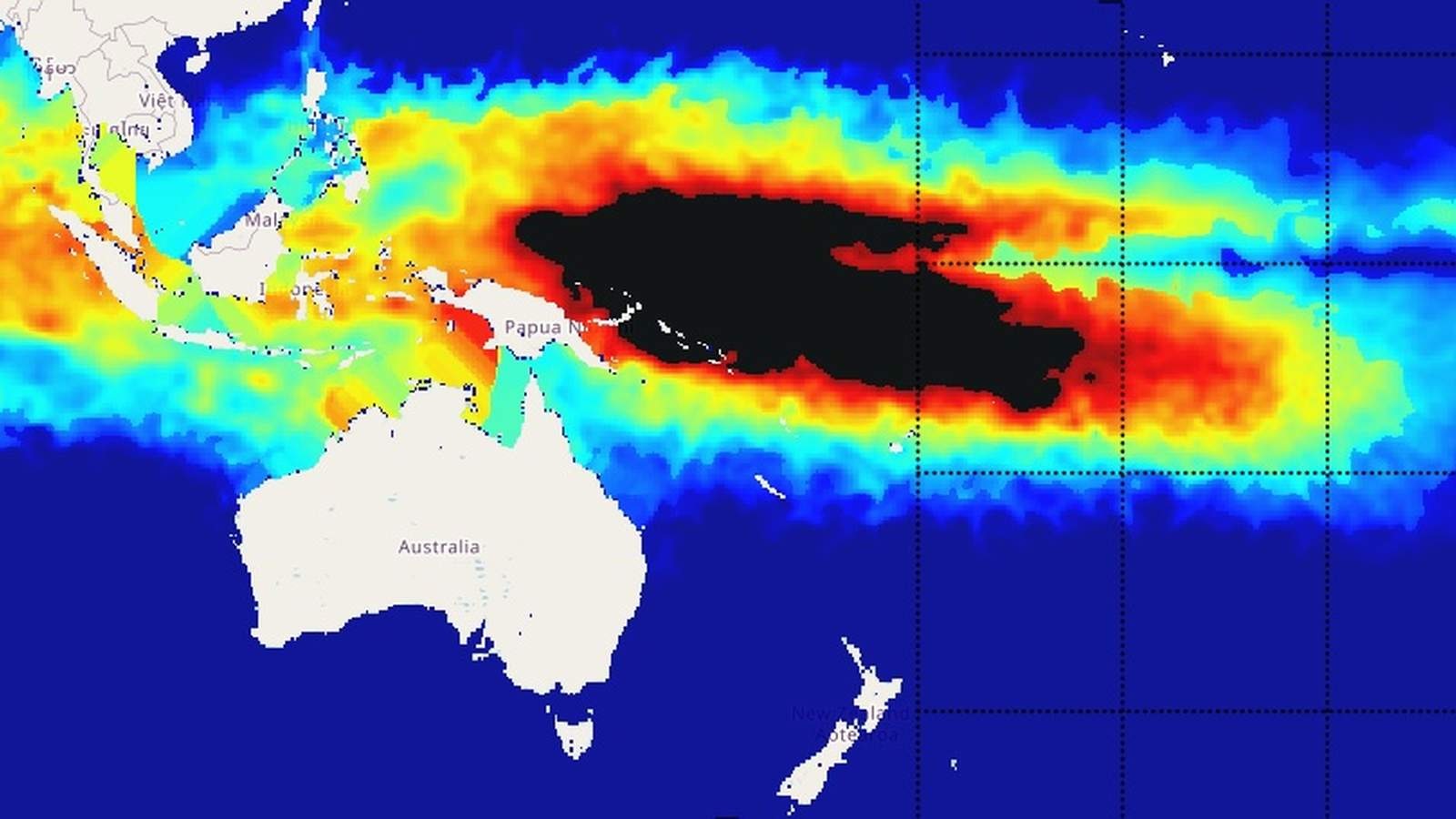 Mapa de águas quentes que vai desencadear o El Niño