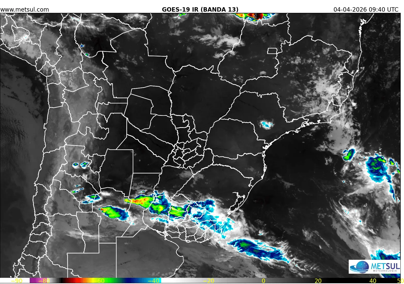 Imagem de satélite da frente fria
