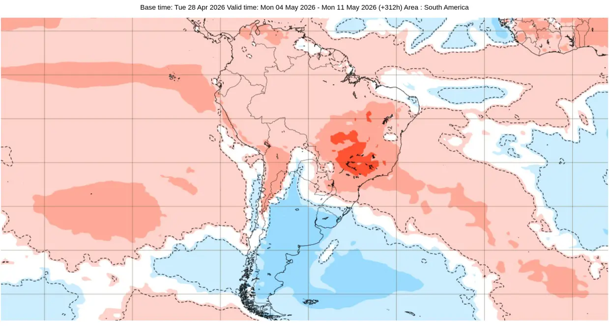 Mapa de anomalia de temperatura do modelo de clima europeu
