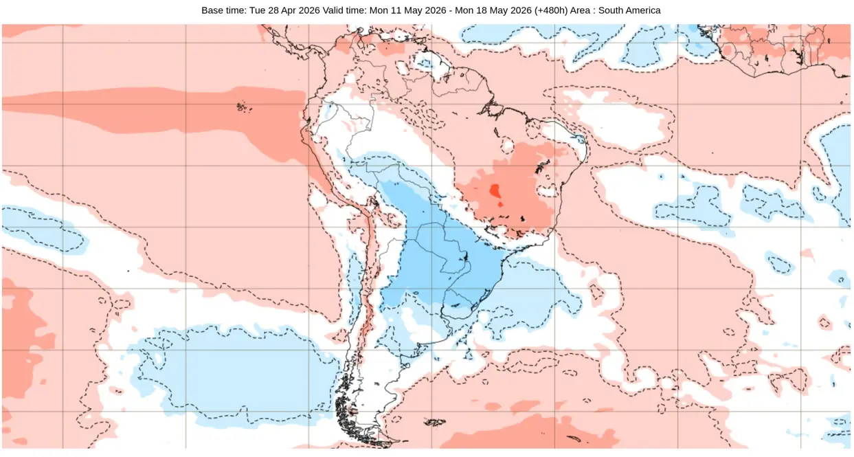 Mapa de anomalia de temperatura do modelo de clima europeu