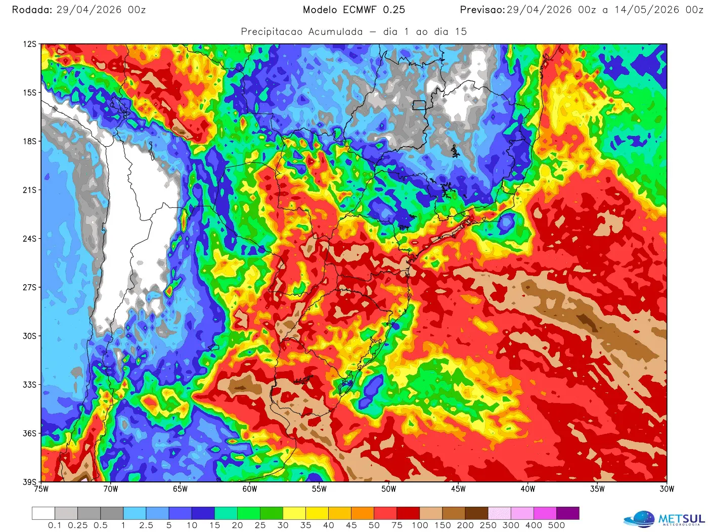 Mapa de chuva do modelo europeu