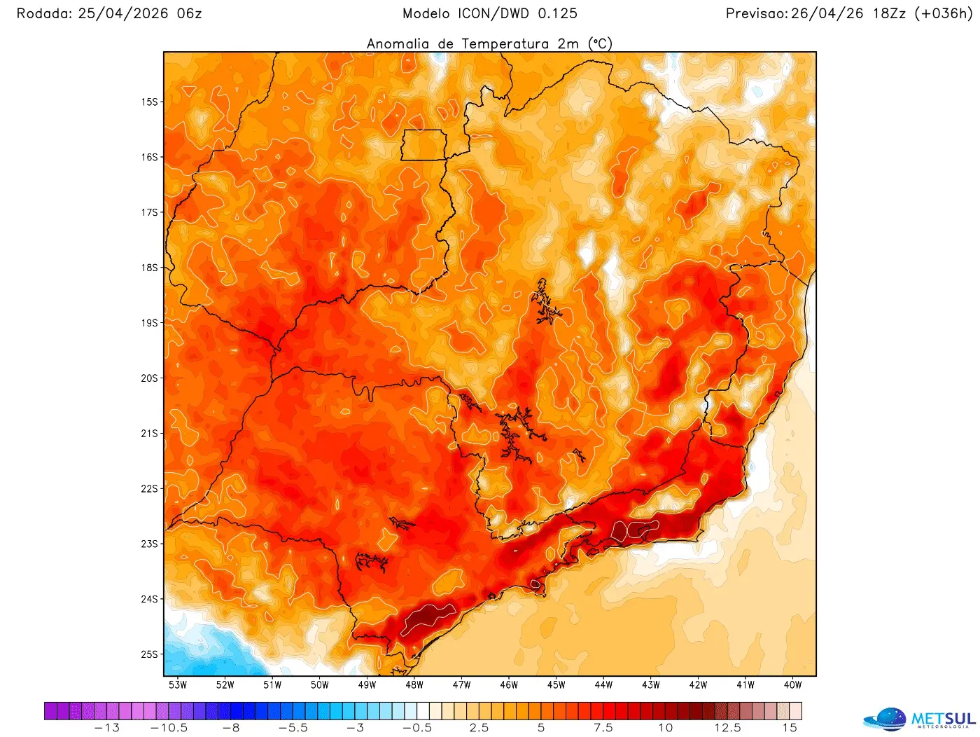Mapa de calor no Sudeste