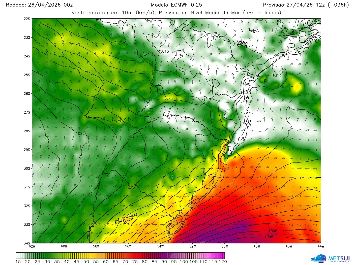 Mapa de vento do modelo europeu