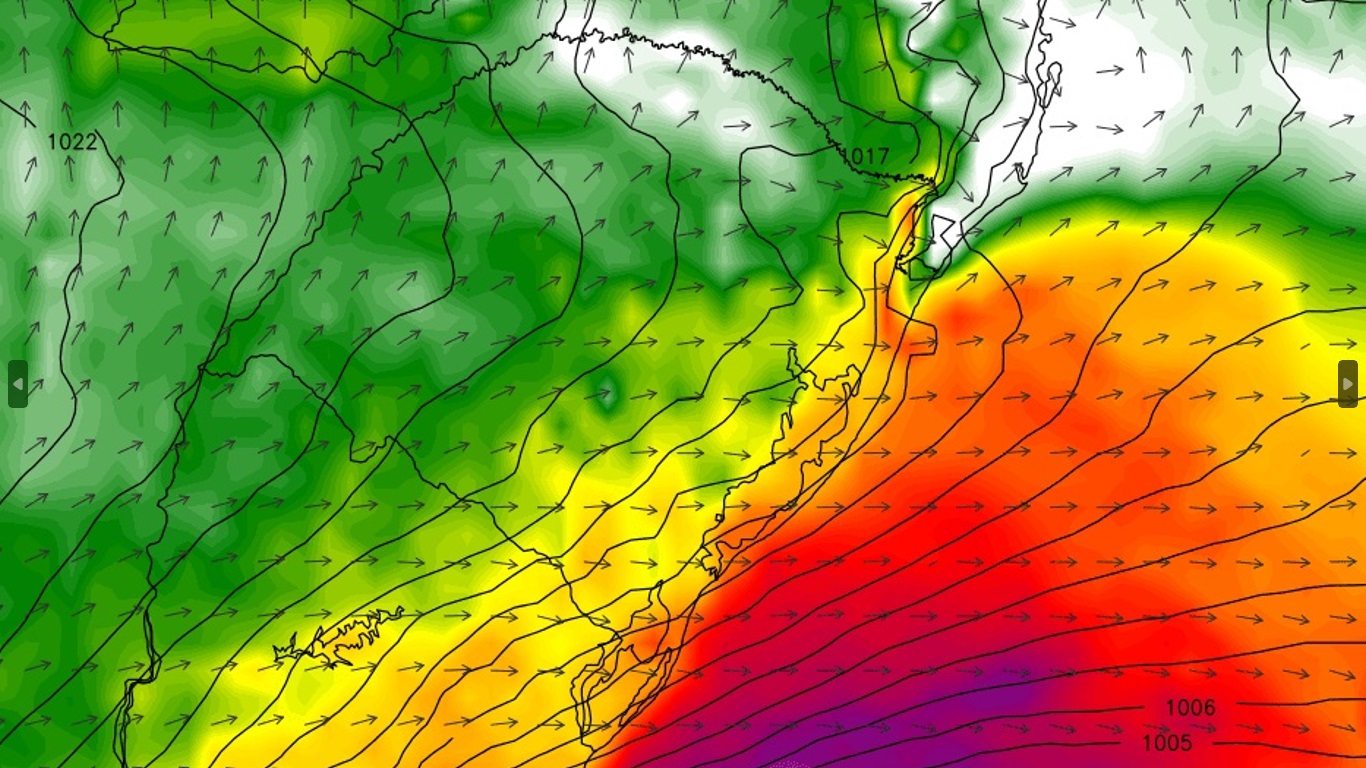 Prepare-se para uma segunda-feira de vento com chegada de ar frio Massa de ar frio impulsionada por um ciclone extratropical intenso trará vento forte a muito forte nesta segunda