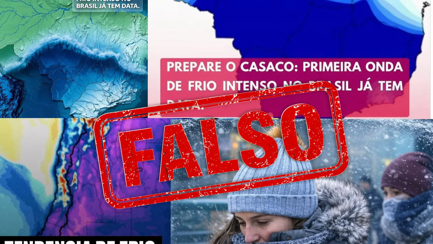Arte sobre postagens falsas de onda de frio