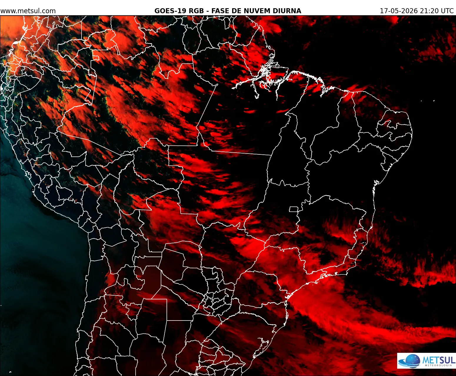 Imagem de satélite da frente fria