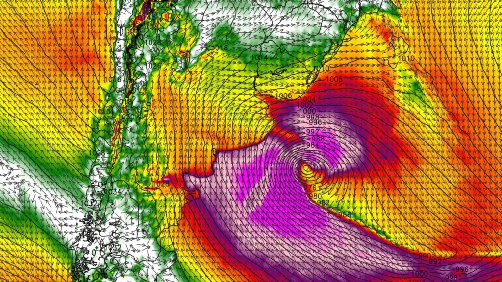 Ciclone bomba na Argentina vai trazer impactos em quatro regiões do Brasil