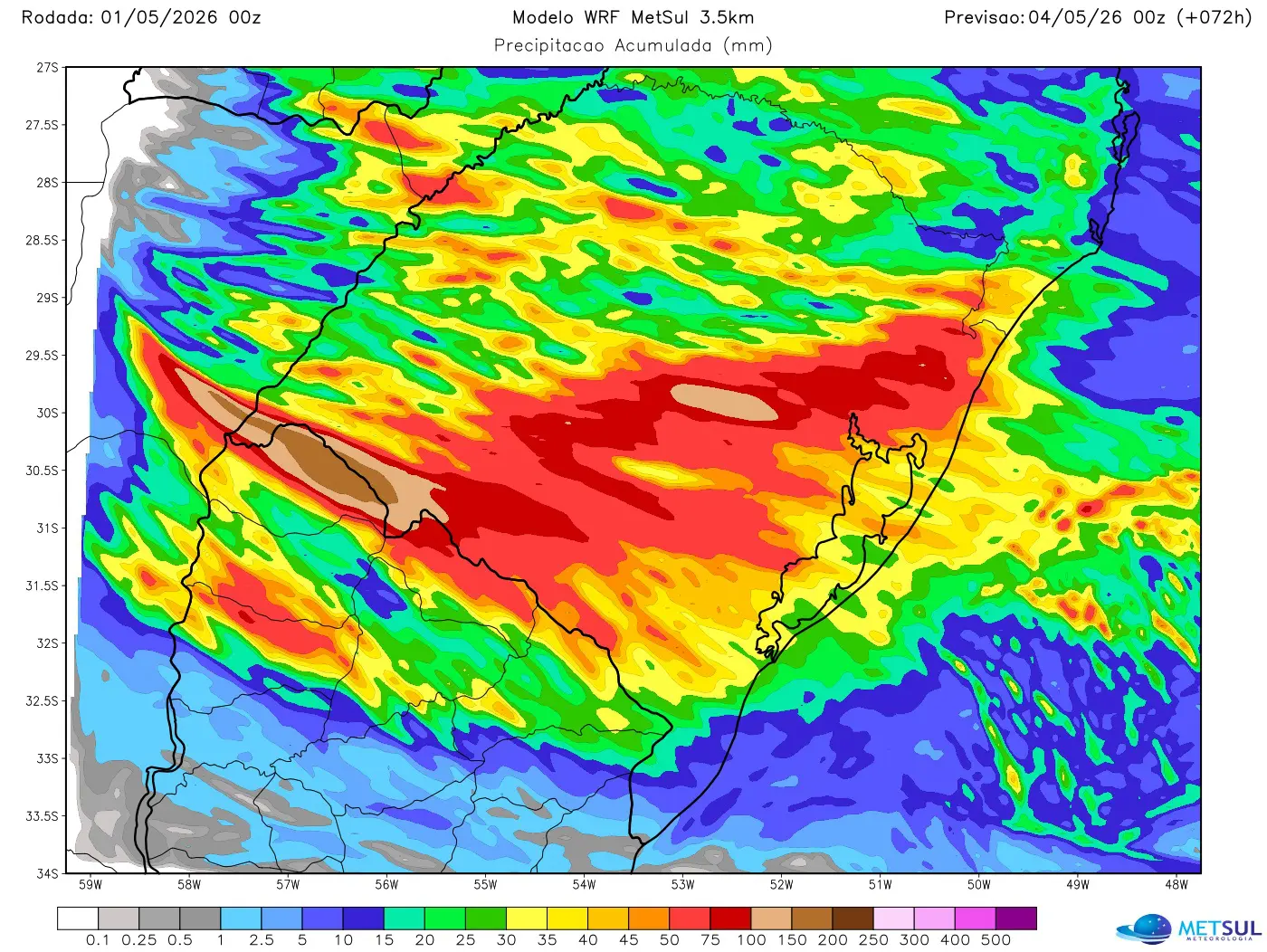Mapa de chuva do modelo WRF
