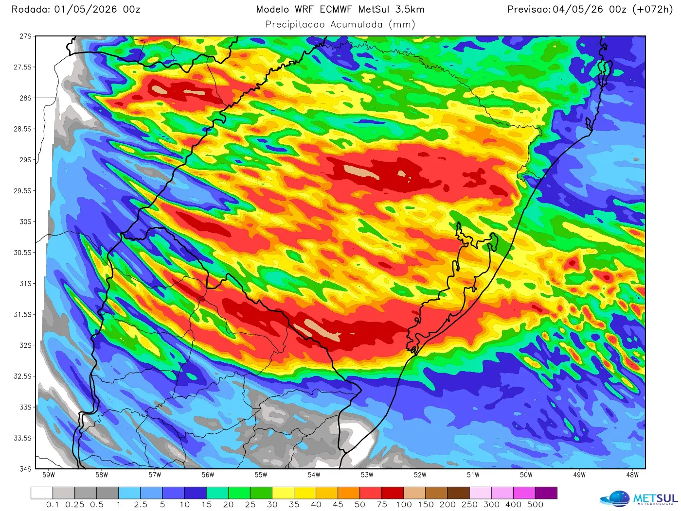 Mapa de chuva do modelo WRF