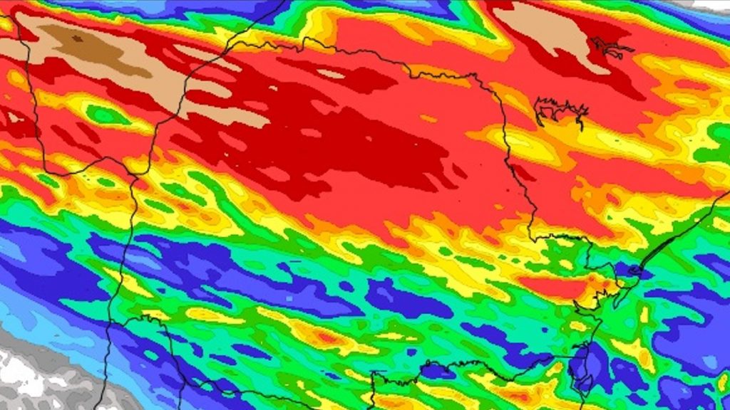 Três estados podem ter chuva acima de 100 mm antes da nova massa polar