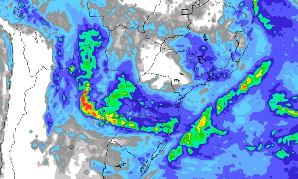 Novo episódio de chuva vai atingir o Sul, Centro-Oeste e o Sudeste do Brasil