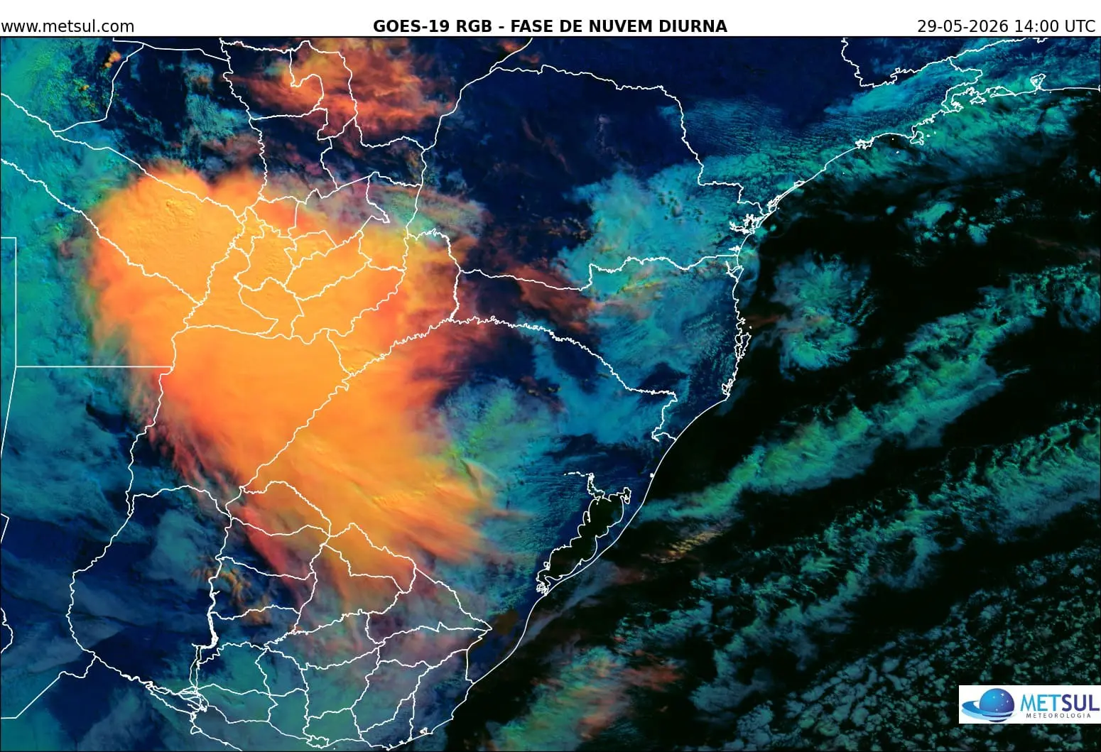 Imagem de satélite da instabilidade que traz chuva