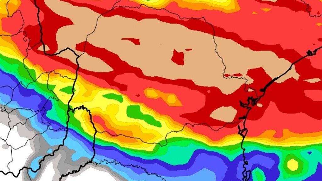 Frente fria afetará três regiões do país com chuva volumosa de até 150 mm