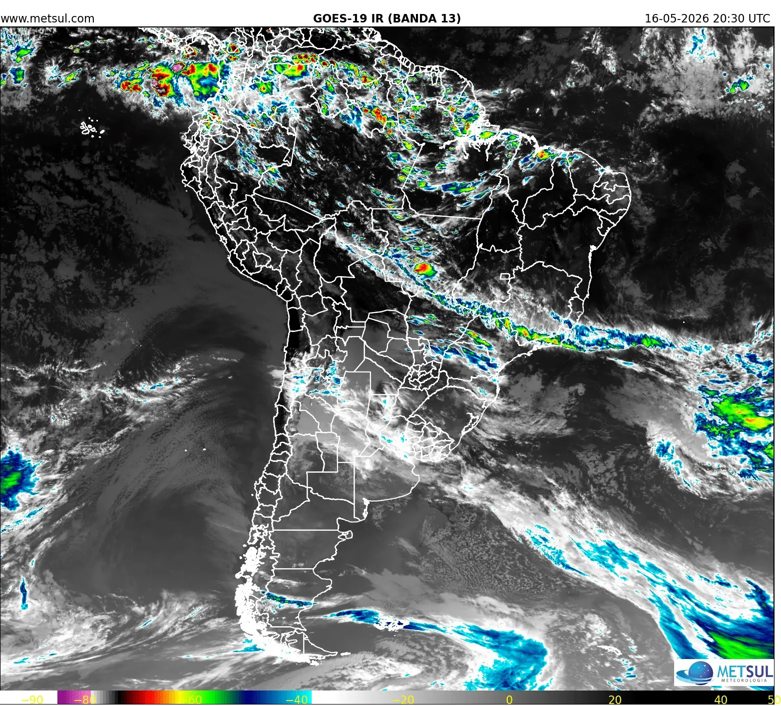 Imagem de satélite da frente fria
