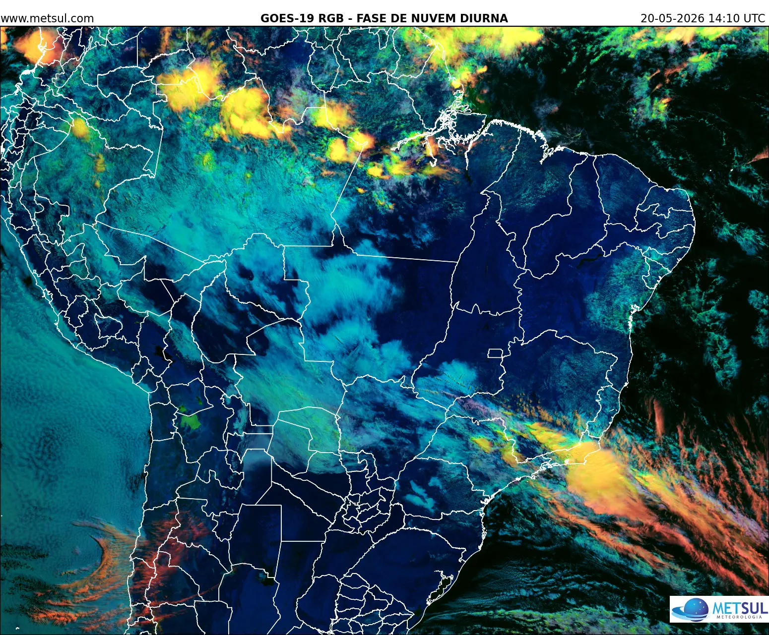 Imagem de satélite mostra a frente fria