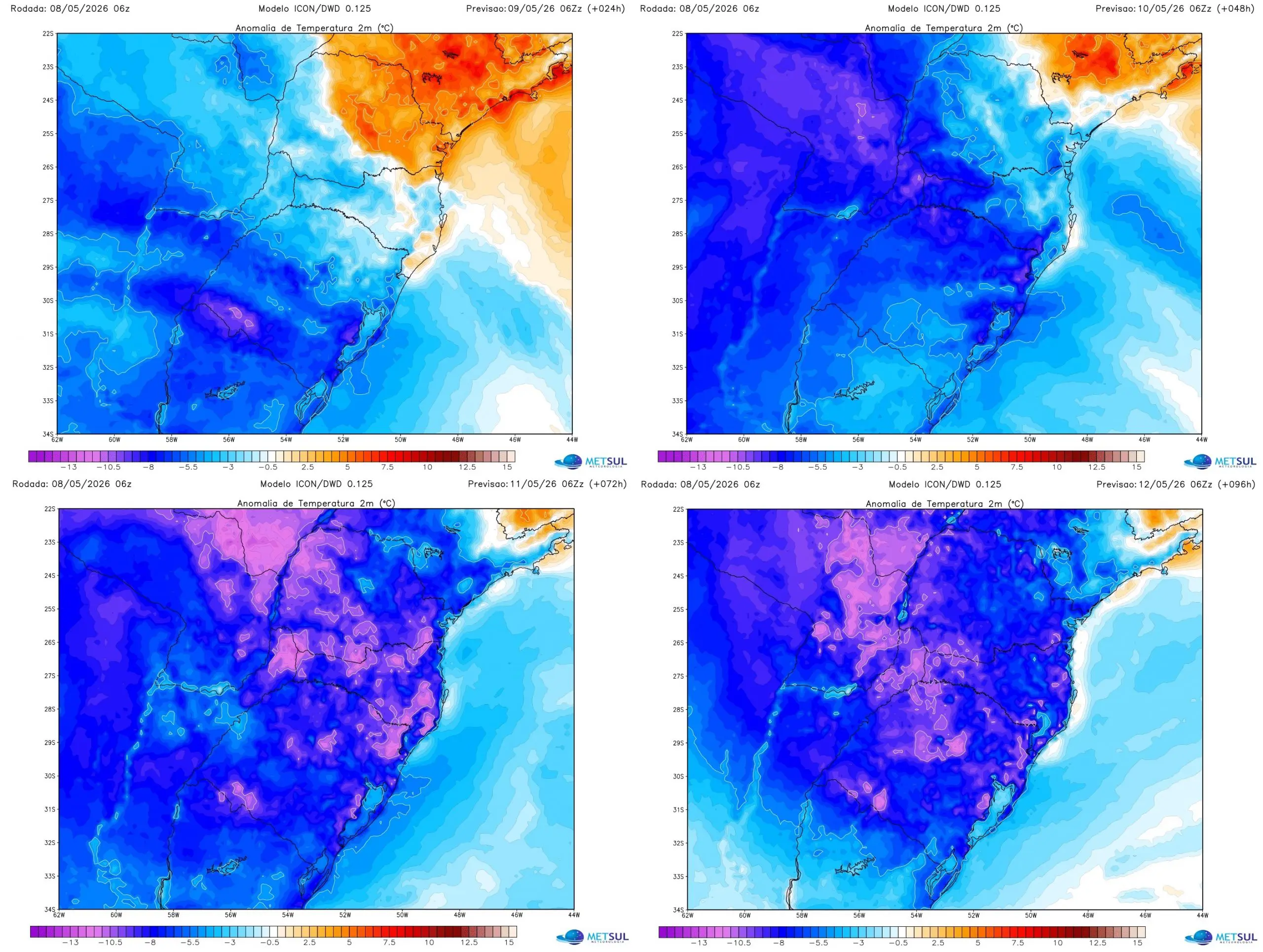 Mapas da onda de frio